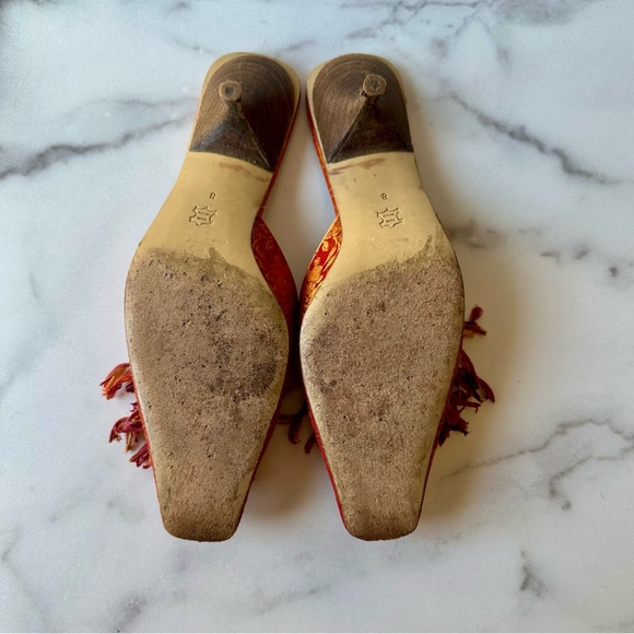 Olivia Rose Tal Silk Pom-Pom Mules Size 8 - Picture 8 of 12